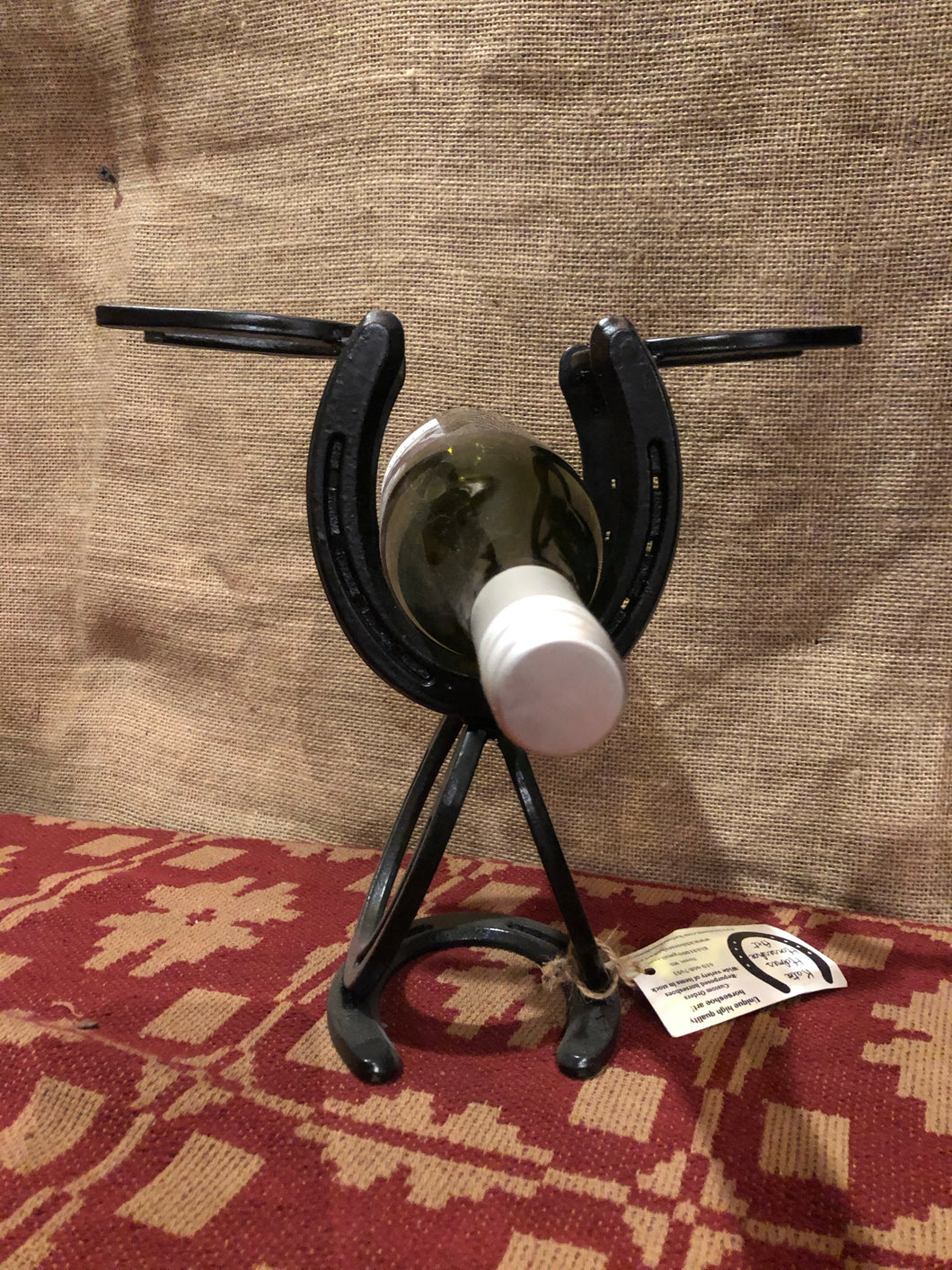 Single wine bottle and glass holder