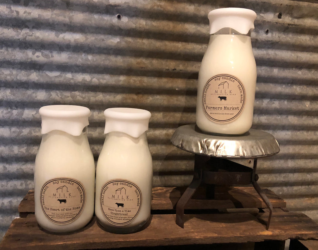 Milk Bottle Candle, Milk Reclamation Barn